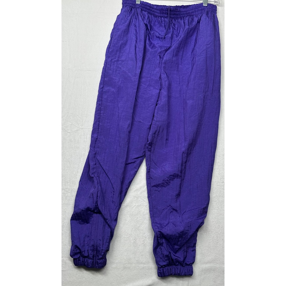 Vintage Bold Spirit Intl Purple Nylon Jogger‎ Pants Women's Large Track Pants